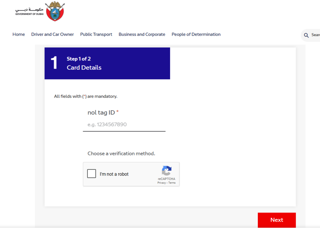 Check Nol Card History from RTA Website