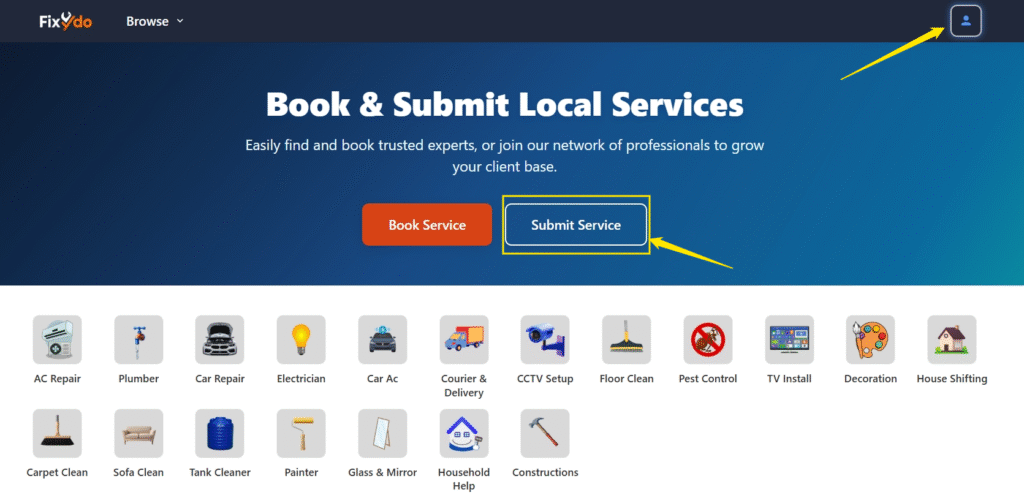 Fixydo provider creating account