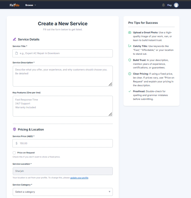 Submit Ad on Fixydo