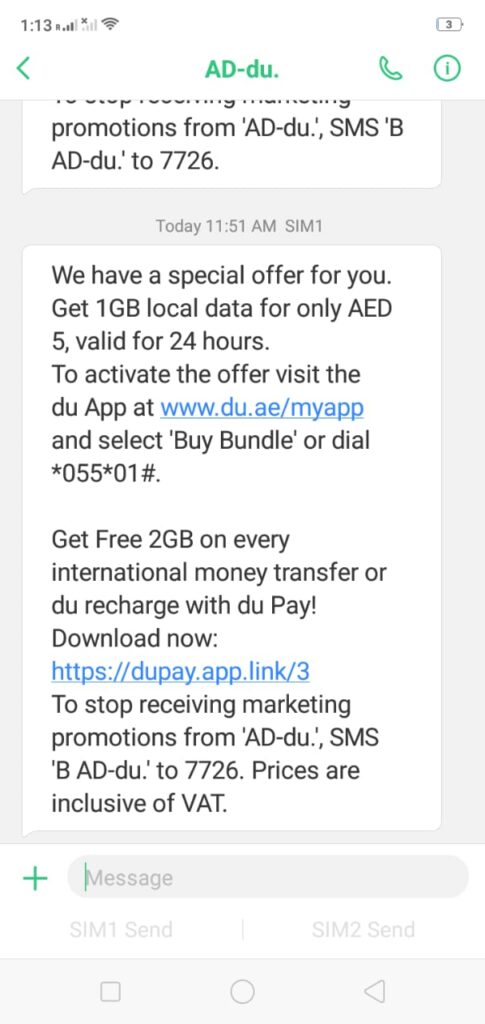 du 1 gb local data for 24 hours